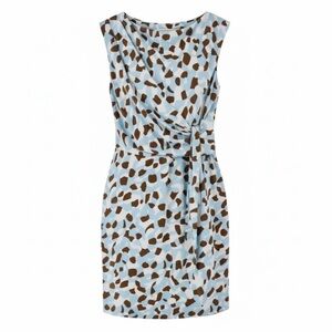 Diane von Furstenberg Light Blue Print Sleeveless Silk Dress Size 4